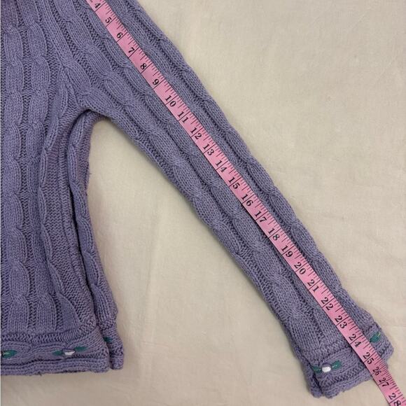 Herman Geist Vintage Women’s Embroidered Purple Cable Knit Sweater Size Medium - Picture 8 of 8